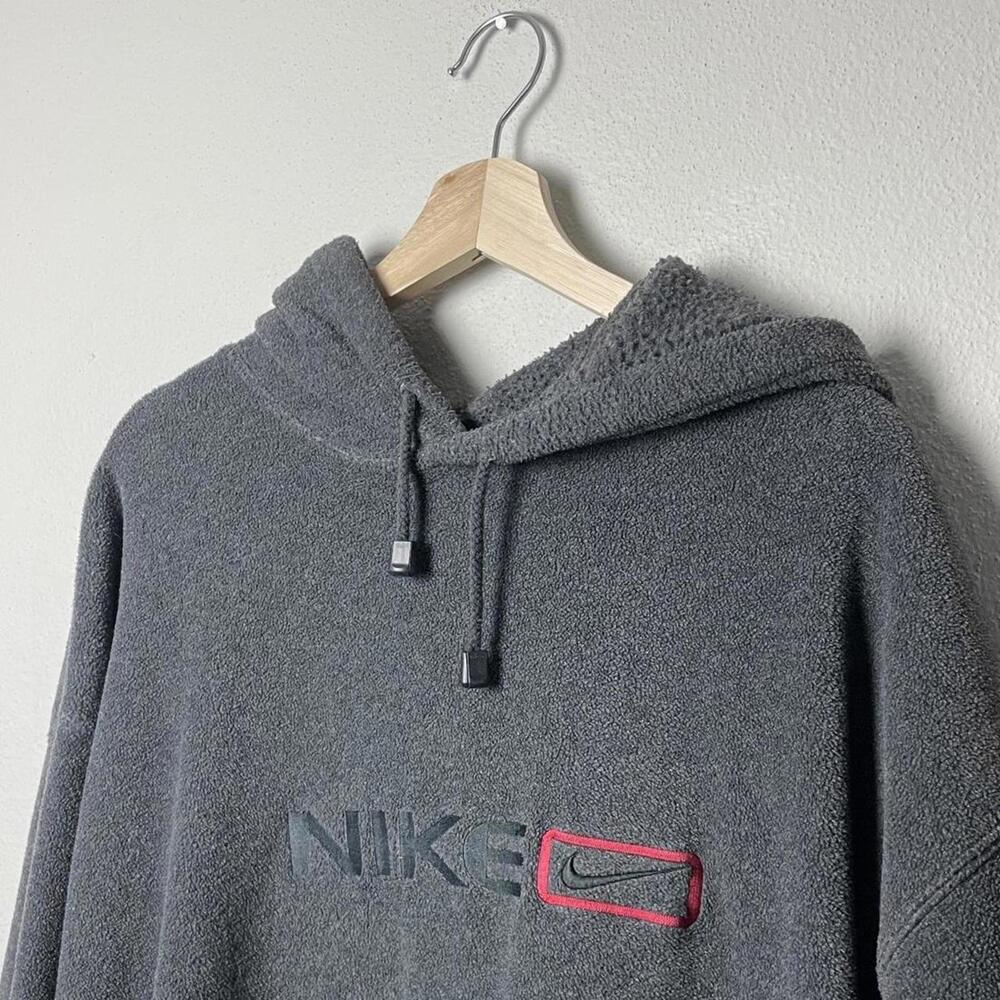 vintage y2k nike grey tag oversized fleece pullover hoodie